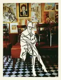 Martin Kippenberger, One flew over the Canarybirds Nest, 1992, Künstlerbuch mit 23 Mischtechnikdrucken auf Velin, in Leder gebunden und in Transparentpapier eingeschlagen. Mit dem Originalleinenschuber