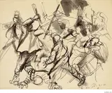 Renato Guttuso, Ohne Titel, 1953, Tuschfeder und -pinsel auf dünnem Fabriano-Papier