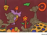 Alexis Akrithakis, Ohne Titel, 1968, Tempera und Tuschfeder auf Karton