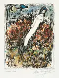 Marc Chagall, Mädchen mit Blumenstrauß, 1969, Farblithographie auf Arches-Velin