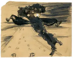 Enzo Cucchi, Ohne Titel (Drawing no. 8), 1988, Tempera mit Firnis und Bleistift auf Papier