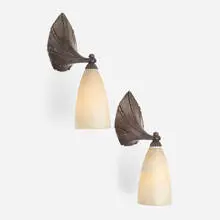 Albert Cheuret, Sconces, pair, c. 1925, silvered bronze, alabaster
