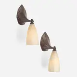 Albert Cheuret, Sconces, pair, c. 1925, silvered bronze, alabaster