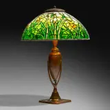 Daffodil table lamp by Tiffany Studios, 1899-1920, patinated bronze, leaded glass, sold Jan 2021