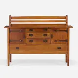 Gustav Stickley, Sideboard, model 814, 1912-16, oak, patinated brass
