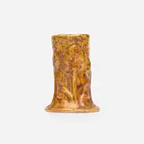 Favrile Pottery cabinet vase with mushrooms by Tiffany Studios, 1904-14, glazed earthenware, sold Jan 2021