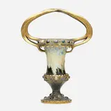 Amphora Grès-Bijou vase by Stellmacher Riessner & Kessel, c. 1901, glazed and gilt porcelain, cabochons, sold Jan 2021