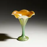 Quezal, Pulled-feather vase, c. 1910, hand-blown glass