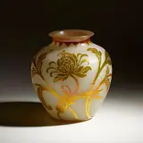 Shelton vase by Alexander Joseph von Steuben, c. 1928, acid-etched Gold Aurene over Alabaster glass, sold Jan 2021
