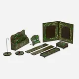 Collection of nine Grapevine desk articles by Tiffany Studios, c. 1910, patinated bronze, Favrile glass, glass, sold Jan 2021