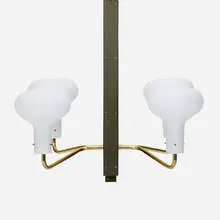Ignazio Gardella, Rare chandelier, c. 1958, brass, enameled brass, frosted glass