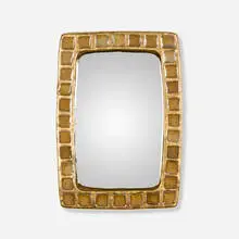 Mithé Espelt, Wall mirror, c. 1965, glazed and gilt earthenware, mirrored glass