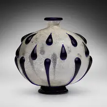 Ercole Barovier, Important Primavera vase, 1929-1930, primavera glass with applied blue glass details