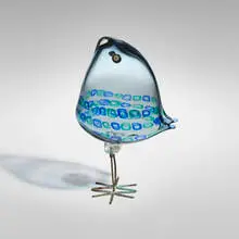 Pulcini by Alessandro Pianon, c. 1963, internally decorated blown glass, murrine, copper, sold Dec 2024