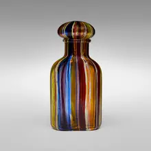 Angelo Barovier, A Canne bottle with stopper, 1958, fused polychrome glass canes