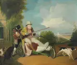 Robert William Buss, Sporting invalids: Shooting; Fishing, oil on canvas, each