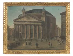 Thomas Masselli, The Pantheon, The Arch of Janus, The Temple of Minerva Medica and the Church of Santi Giovanni e Paolo, a set of four, oil on panel