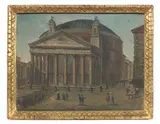 Thomas Masselli, The Pantheon, The Arch of Janus, The Temple of Minerva Medica and the Church of Santi Giovanni e Paolo, a set of four, oil on panel