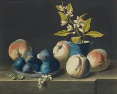 French School, A set of four still lifes, pen and ink, watercolour and gouache, each