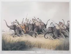 Thomas Williamson, Oriental Field Sports  (Abbey Travel II. 427), Four hand-coloured aquatints from the set of forty, 1805-7, engraved by H.Merke and J. and V.Hamble