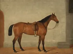 George Morley, Horses in a stable, a pair, oil on board