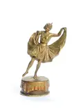 Franz Xaver Bergman, coldpainted and gilt bronze metamorphic figure of a exotic dancer, gilt bronze