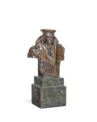 Charles Sargeant Jagger M.C., rare patinated bronze miniature bust of David, 1st Earl Beatty, patinated bronze