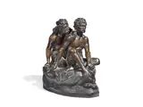 Benedetto Civiletti, bronze figural group of The Canaris brothers, bronze