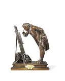 Pierre Louis Detrier, patinated bronze figure entitled 'Un Amateur', patinated bronze