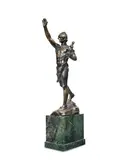 Ferdinand Lugerth, patinated bronze figure of a classical warrior, patinated bronze