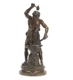 Adrien Étienne Gaudez, patinated bronze sculpture of a blacksmith