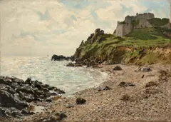 Eduard Spörer, Die Bucht von Mont-Orgeuil, Jersey, 1886, Öl auf Papier auf Pappe
