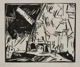 Windmühle by Lyonel Feininger, 1919, Holzschnitt auf handgeschöpftem hellbraunem Velin, sold May 2014