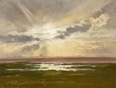 Skandinavische Küstenlandschaft by Carl Frederik Aagaard, 1888, Öl auf Leinwand, sold Jun 2022