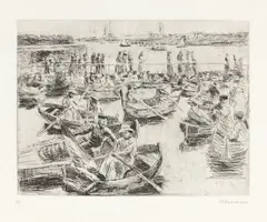 Max Liebermann, Uhlenhorster Fährhaus, 1910, Kaltnadel auf Japan