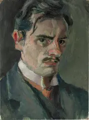 Bernhard Hasler, Selbstporträt, 1908, Öl auf Malpappe