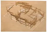 Slip in Tokorozawa (2) by Tadashi Kawamata, 1983, Balsaholz, Kreide und Bleistift auf Pressholz, sold Jun 2019