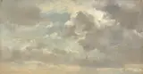 Deutsch, um 1860, Wolkenstudie, Öl auf Leinwand, auf Holz aufgezogen
