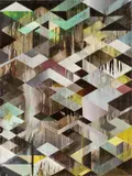 Michael Conrads, Casting Shadows I, 2008, Dispersionsfarbe, Öl, Tape und Bitumen auf Leinwand