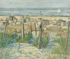 Erich Büttner, Sonniger Strand, Heringsdorf, 1921, Öl auf Leinwand