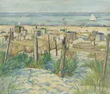 Erich Büttner, Sonniger Strand, Heringsdorf, 1921, Öl auf Leinwand