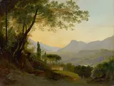 Julius Albert Elsasser, Ansicht von Subiaco, Öl auf Leinwand. Doubliert