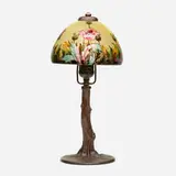 Boudoir lamp with poppies by Handel, c. 1920, reverse-painted and acid-etched glass, patinated metal, sold Jan 2021