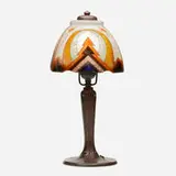 Art Deco boudoir lamp by Handel, c. 1923, reverse-painted and acid-etched glass, patinated metal, sold Jan 2021