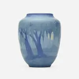 Anna Frances Simpson for Newcomb College Pottery, Vase with live oaks, Spanish moss, and full moon
