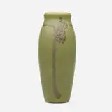 Arthur Eugene Tutt for Marblehead Pottery, Early vase with pine cones, c. 1907, glazed earthenware