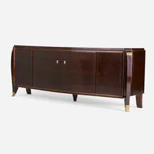 Maurice Rinck, cabinet, c. 1940, palisander, mahogany, bronze, sycamore, composite