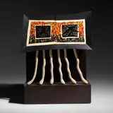 Wendell Castle, Six-Drawer Cabinet/Painting, 1991, ebonized and bleached mahogany, oil pastel on illustration board