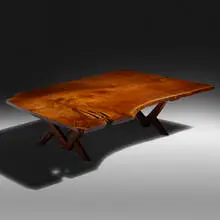 George Nakashima, Exceptional Cross-Legged coffee table, 1962, American black walnut, rosewood