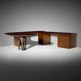 Partner's Desks from Rosecliff, Inc., set of two by Wendell Castle, 1994, lacewood veneer, mahogany, patinated bronze, sold Sep 2020